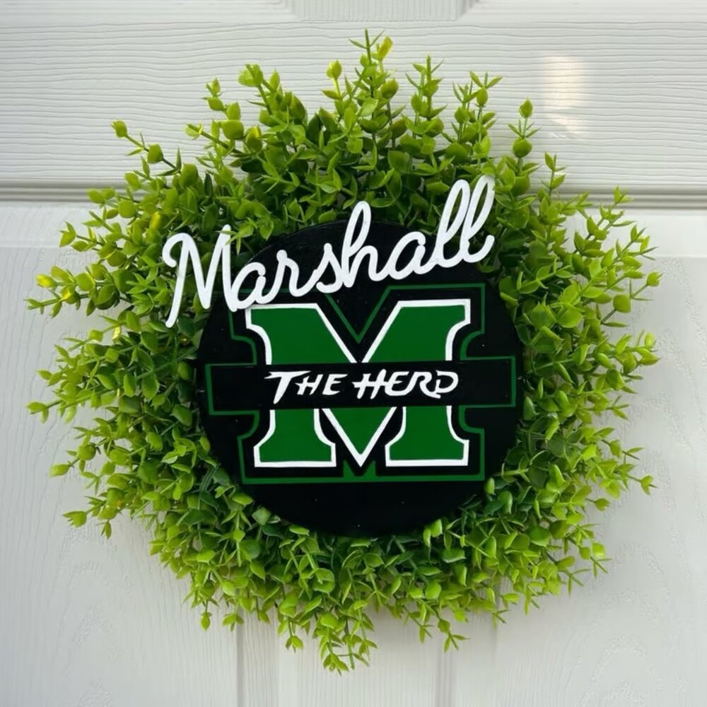 Marshall Thundering Herd Artificial Wreath for Outdoors or Indoors “NEW” GO HERD
